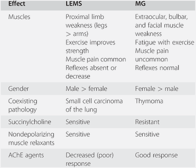 Lambert Eaton Syndrome Vs Myasthenia Gravis