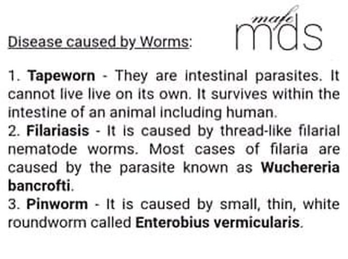 Diseases caused by worms