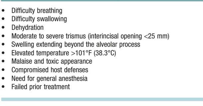 Severe odontogenic infection symptoms