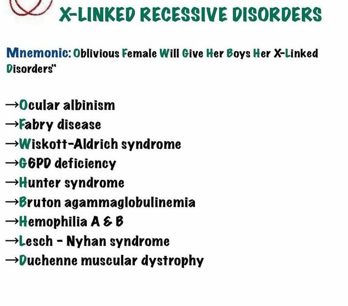 X linked Recessive Disorders