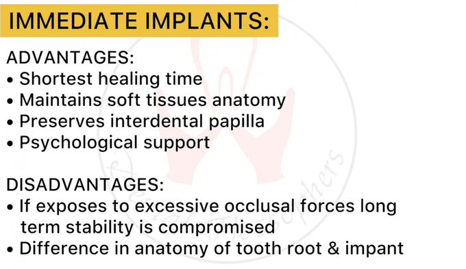 Immediate Implant- Advantages and Disadvantages