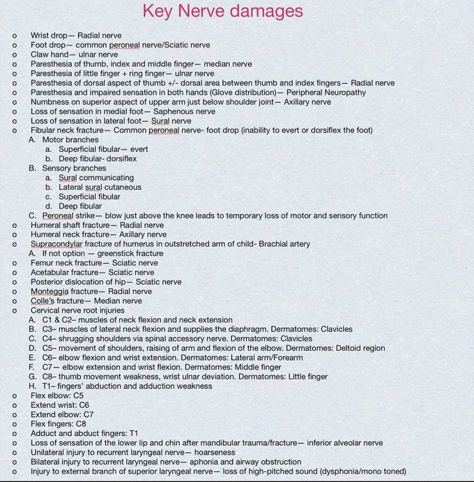 Key nerve damages