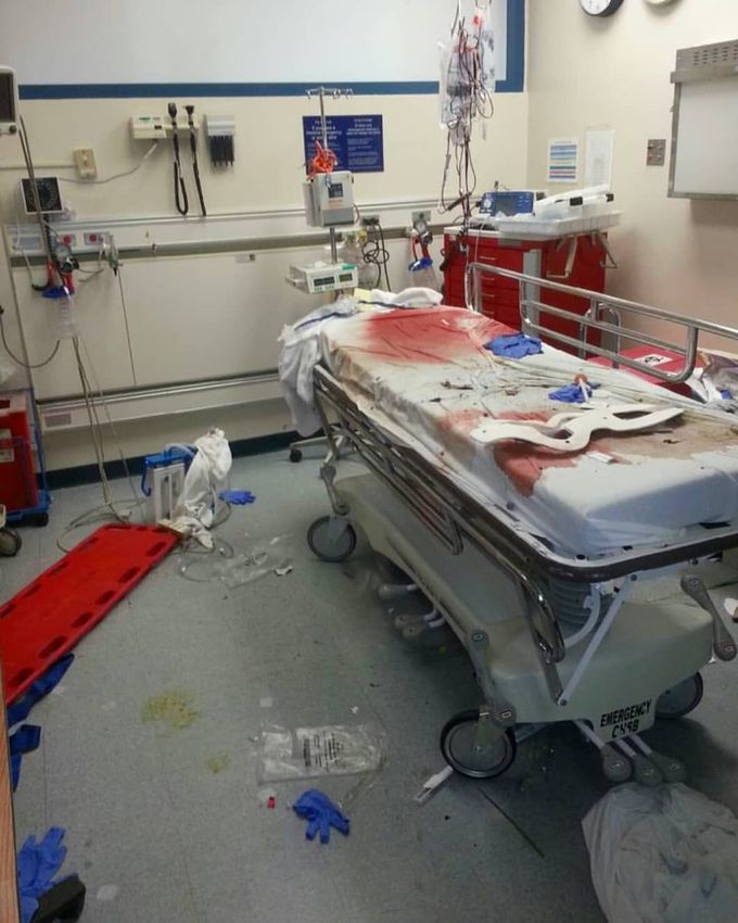 Powerful photo of blood, sweat and tears left in an emergency room! 