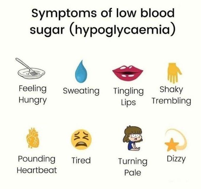 Symptoms of low blood sugar (hypoglycaemia)