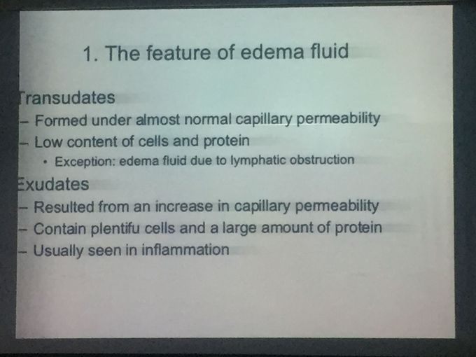 The features of edema fluid