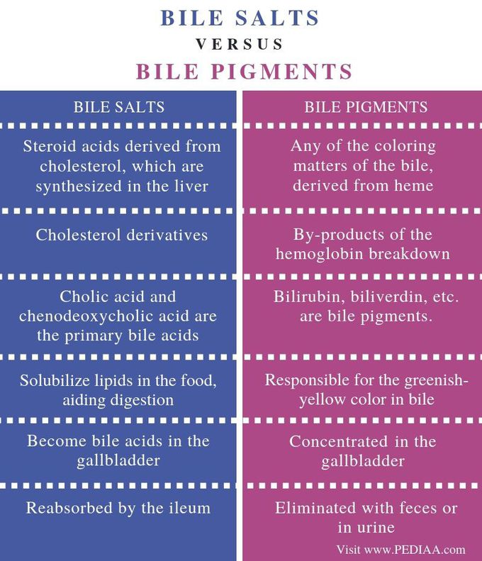 Bile Salts vs Bile pigments