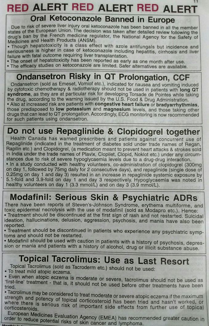 Red alert of drugs
