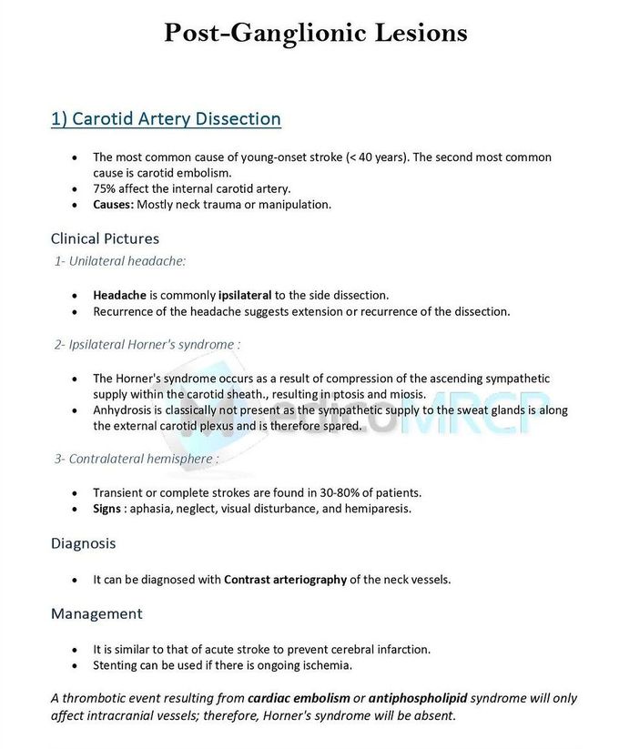 Post- Ganglionic Lesions