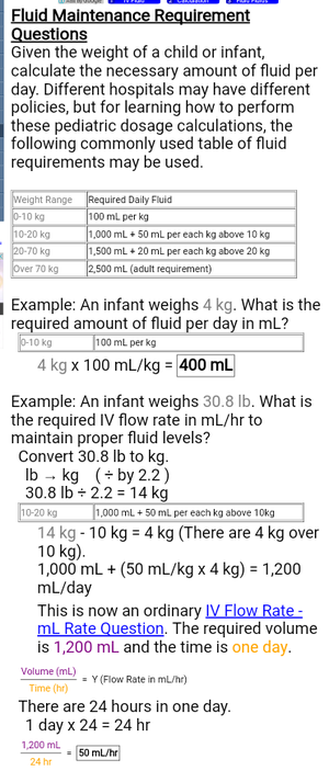 Fluid Maintenance Requirement - MEDizzy