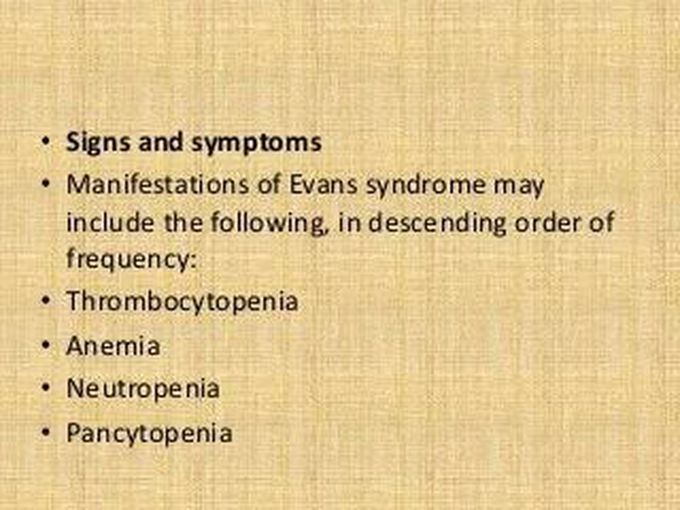 These are the symptoms of Evan's syndrome