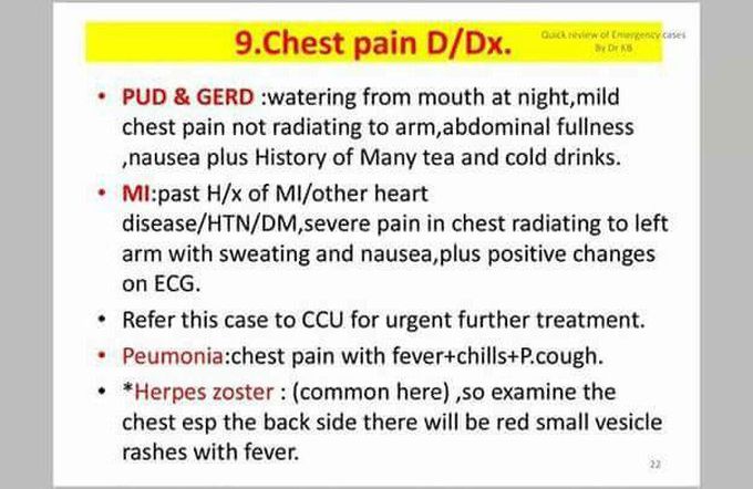 chest pain DX