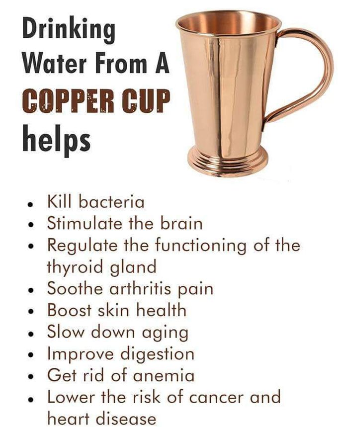 Drinking water from a copper cup