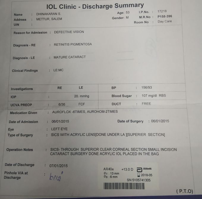 My father had cataract surgery on one eye before 4 years. His vision had improved then which has been gradually decreasing now. Pls help me to treat him.