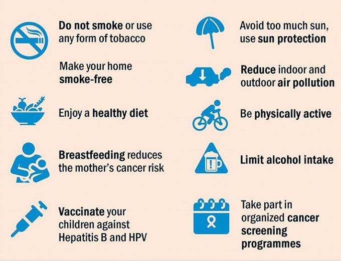 Here  are some ways to reduce your #cancer risk.                               Let's beat cancer. 🚮