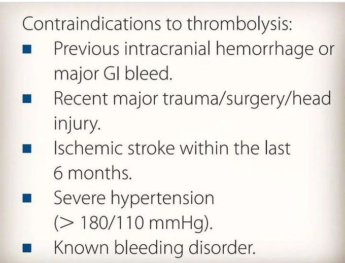 Thrombolysis- contraindications