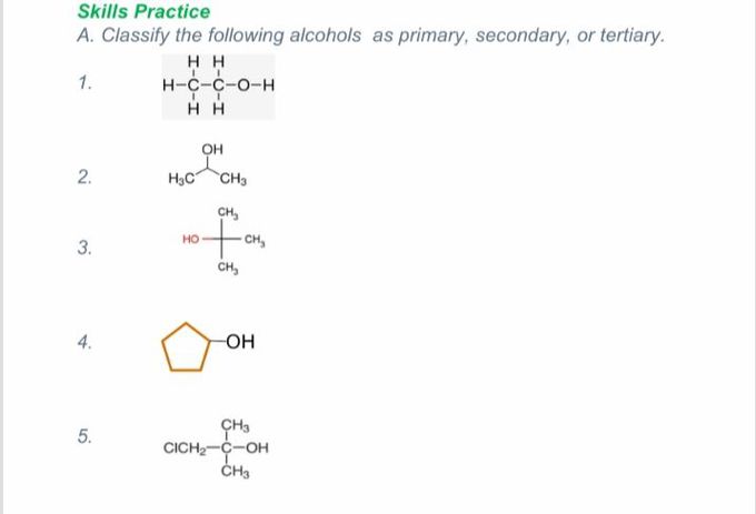 Classification of Alcohols