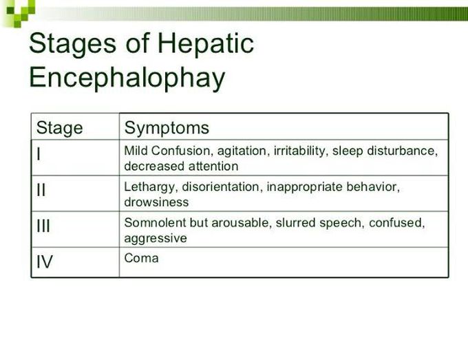 Stages of hepatic encephalopathy