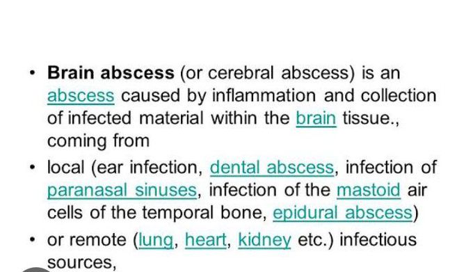 Cause of brain abscess