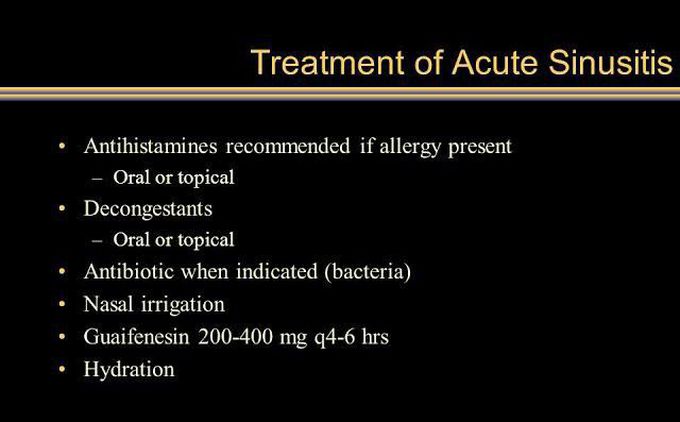 Drugs used to treat acute sinusitis