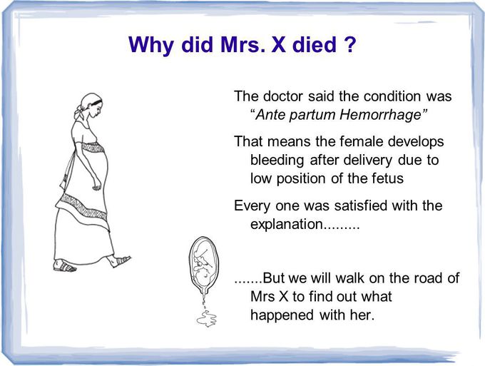 Why did mrs X died?