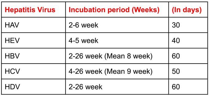 Hepatitis Viruses and their incubation period...
