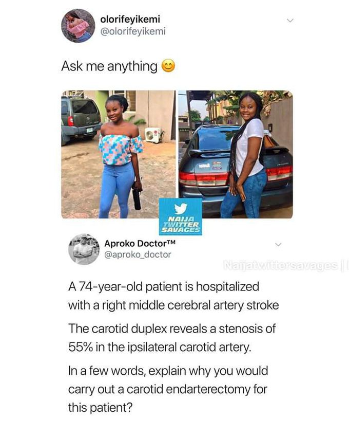 Lol... Asked her any question.