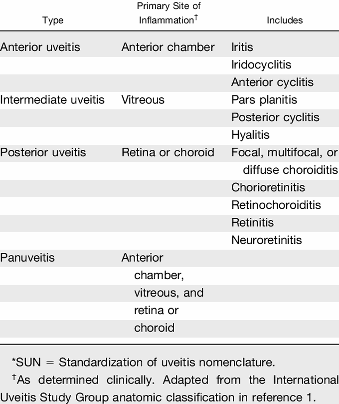 Grading of Ocular Inflammation in Uveitis