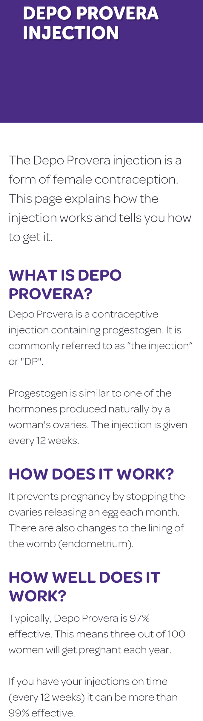 Female contraception INJ.DEPO PROVERA