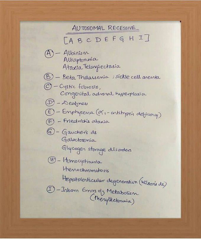 Mneumonic #Autosomal recessive disorders