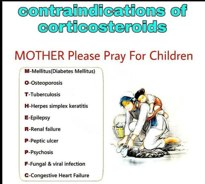 Mnemonic for corticosteroid contraindications