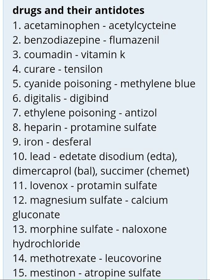 Drugs and antidotes