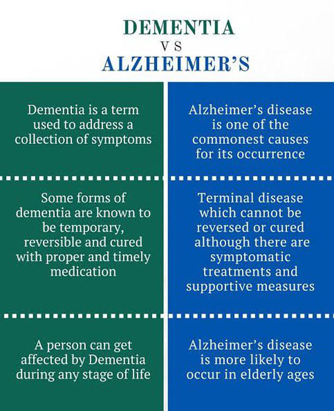 Difference between dementia and alzheimers