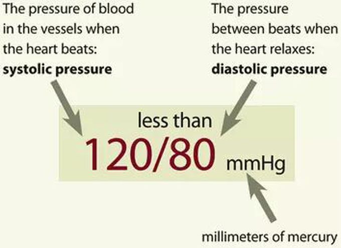 Normal blood pressure #120/80 mmHg