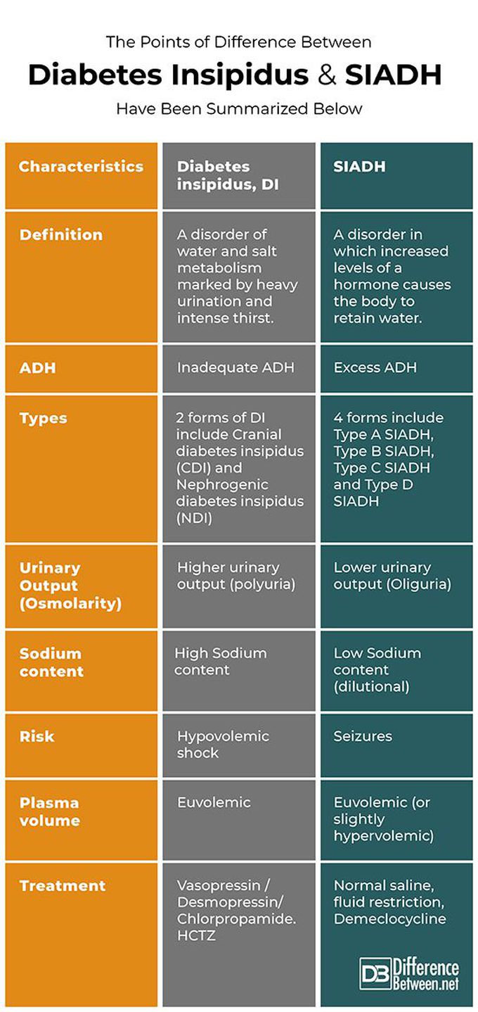 Diabetes Insipidus vs Syndrome of Inappropriate ADH Secretion (SIADH)