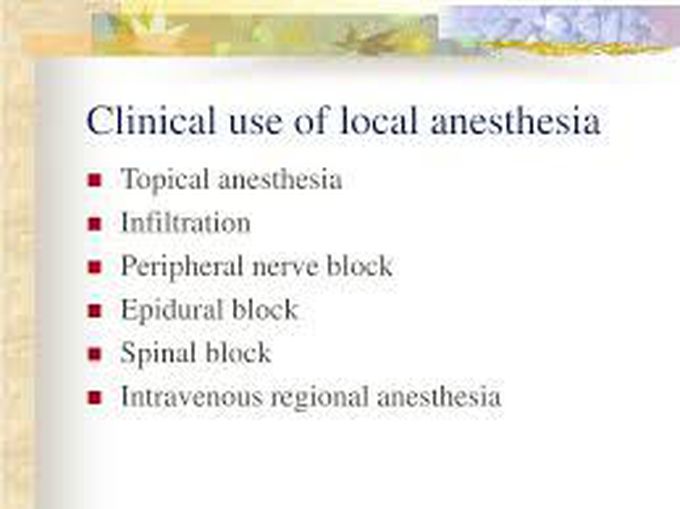 Uses of local anesthesia