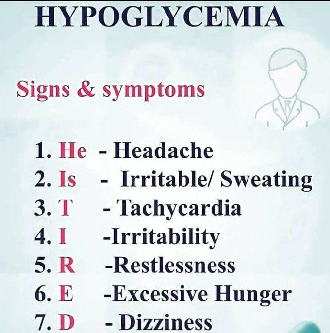 Mnemonic to learn hypoglycemia signs and symptoms