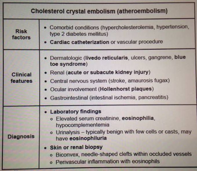 Cholesterol Crystal Embolism (atheroembolism)