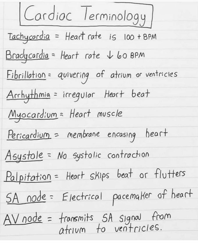 Cardiac terminology
