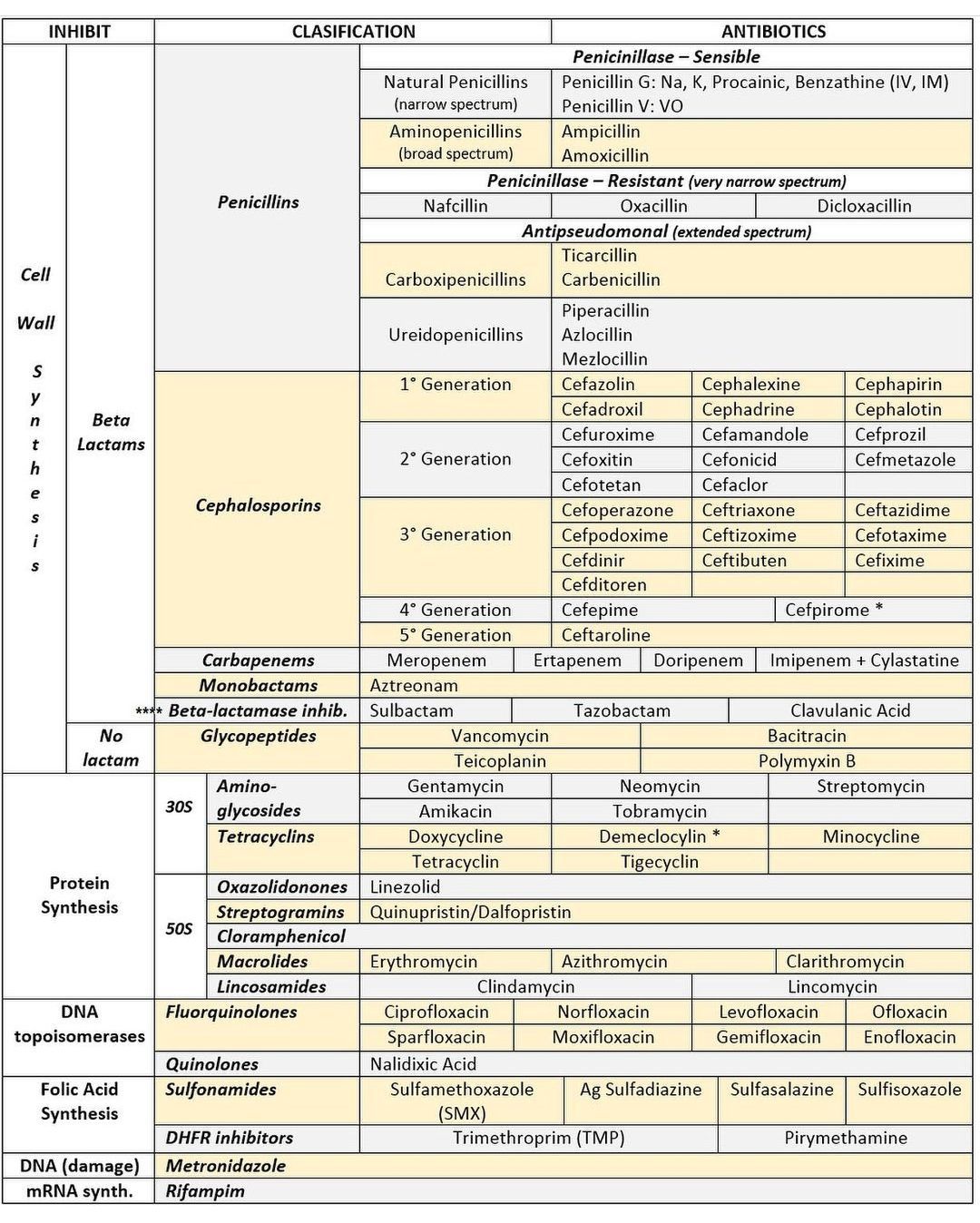 All of the antibiotic types in one picture! - MEDizzy