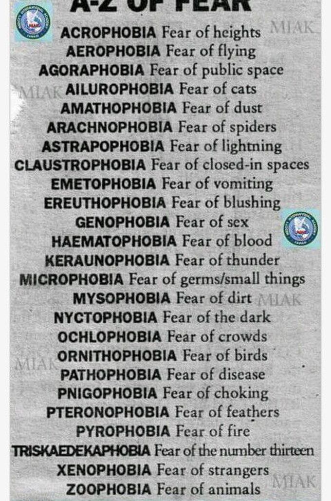 A--Z of Fear