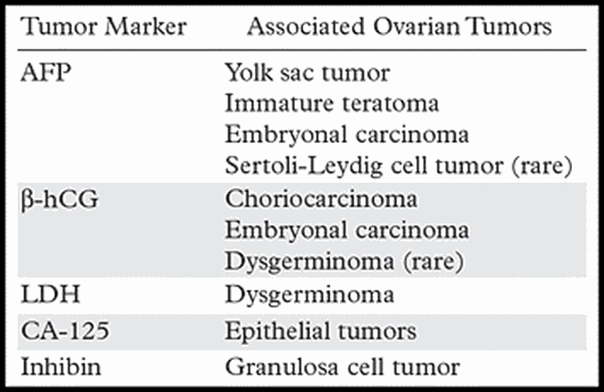 Tumors Markers Of Different Ovarian Tumors