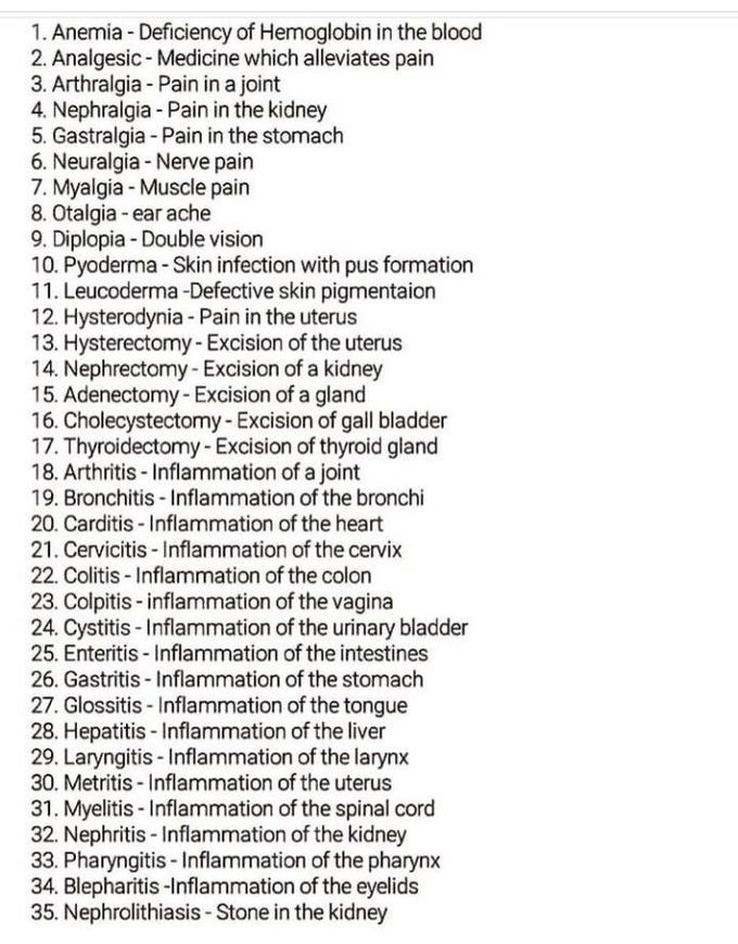 Medical Terminologies