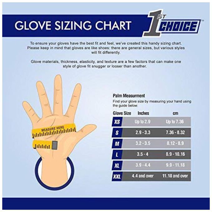 Glove sizing chart MEDizzy