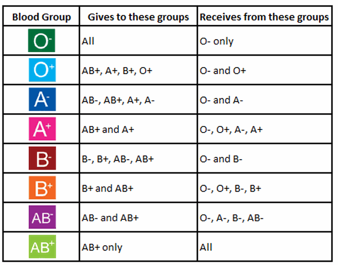 Different blood groups