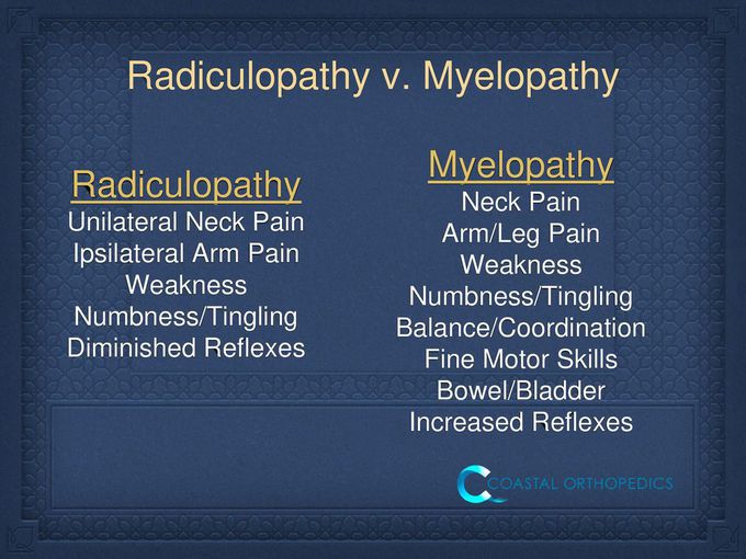 Radiculopathy vs Myelopathy