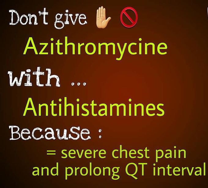Azithromycine + antihistamines