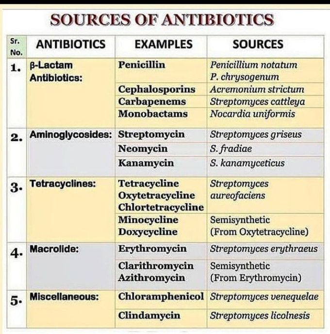 Sources of antibiotics