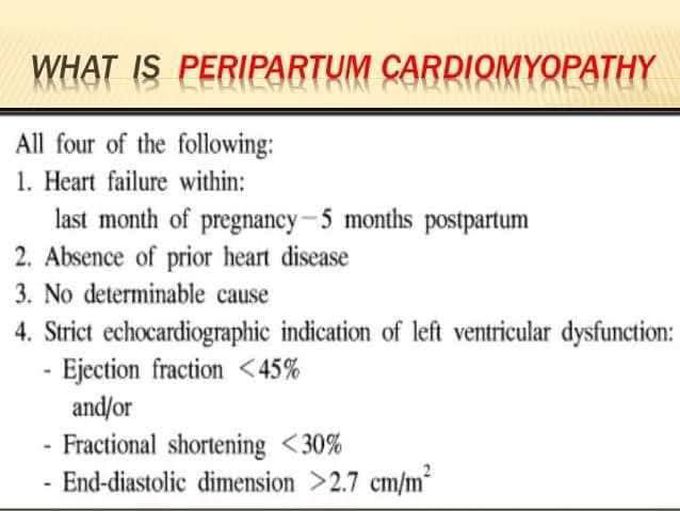 Diagnostic Criteria of Peripartum Cardiomyopathy