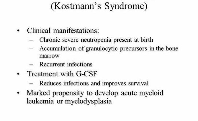 Clinical manifestation and treatment of Kostmann's syndrome