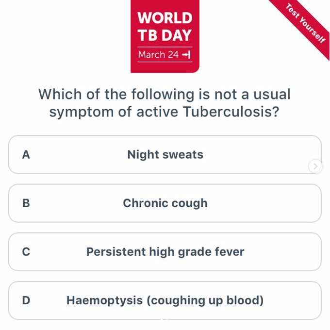 Today is World Tuberculosis Day. 💬Drop your answer in comments and mention your friends. It’s Time to End Tuberculosis!